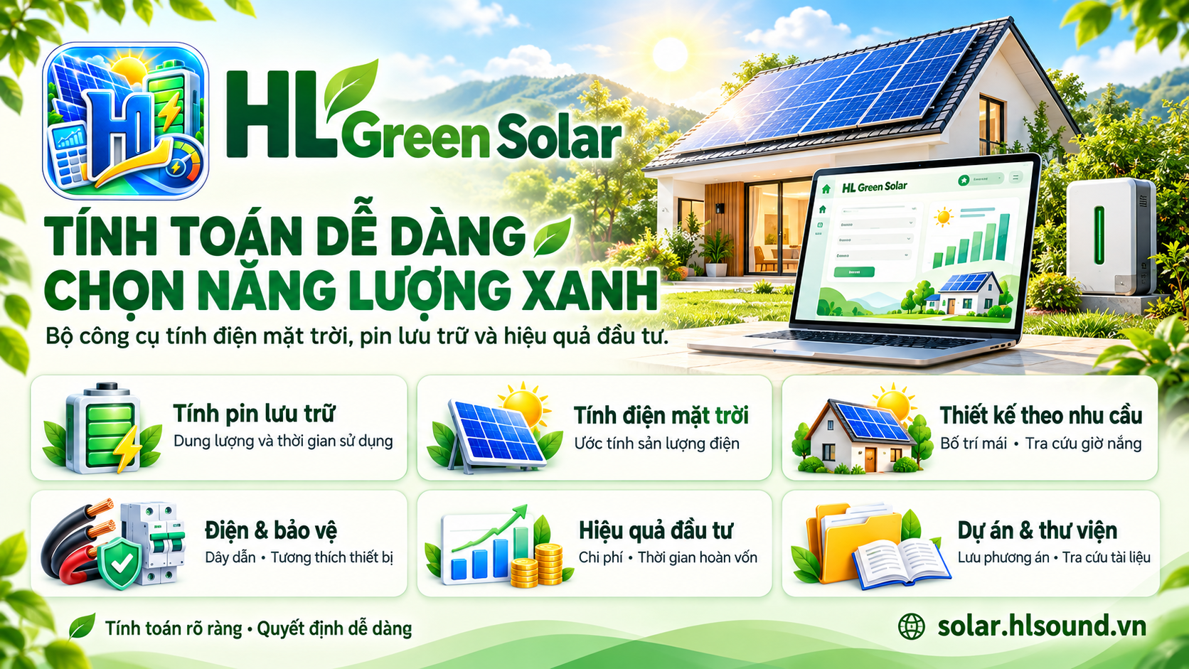 HL Green Solar · Tính toán dễ dàng, chọn năng lượng xanh